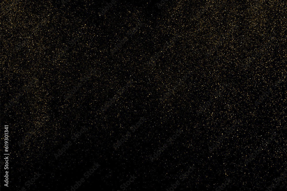 Obraz premium Gold Glitter Texture Isolated on Black Background. Golden stardust. Amber Particles Color. Sparkles Rain. Vector Illustration, Eps 10.
