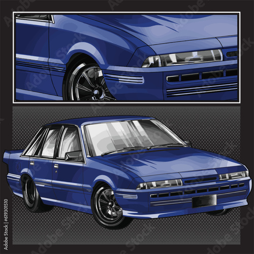 blue drag race illustration isolated in black background for poster, t-shirt, graphic design, business element, and card