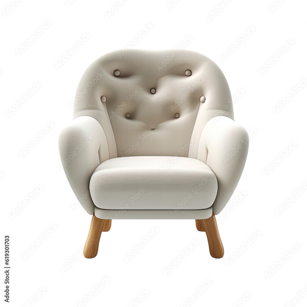 Naklejka premium Armchair art deco style in white isolated on transparent background. Front view. Series of furniture