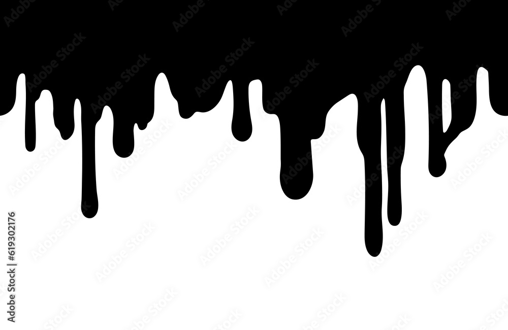 Seamless illustration of flowing black drops on a white background Seamless illustration of flowing black drops on a white background