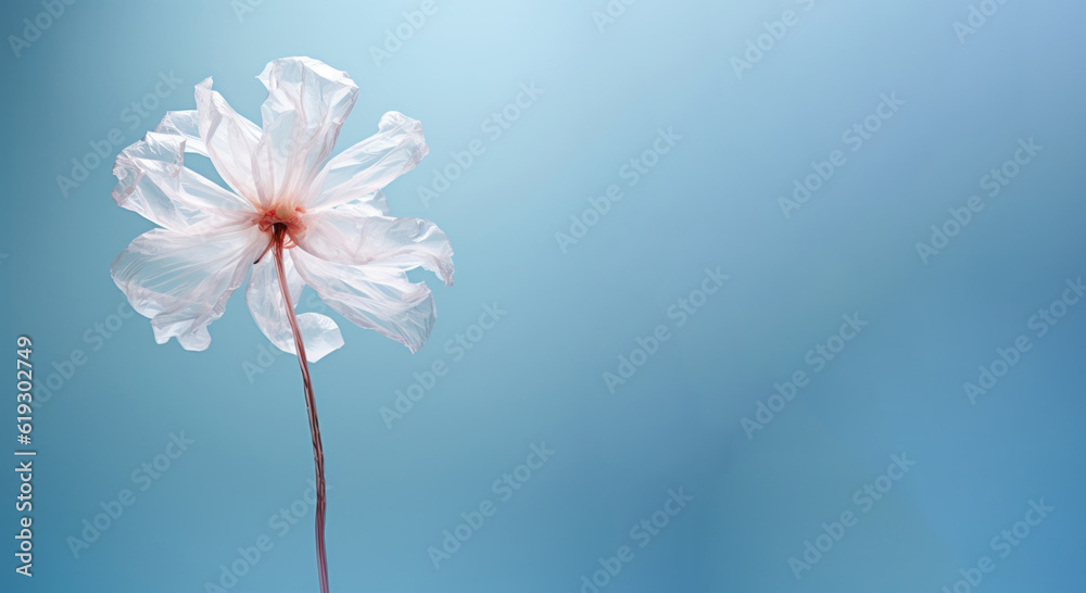 Obraz premium Gerbera flower made of plastic bag. Clean earth, nature concept