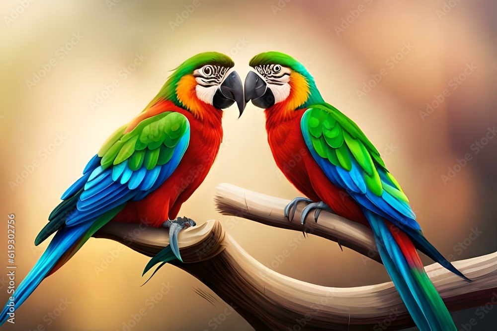 aweosome geomatric shape vector of parrot in red green and blue color genearive ai look 