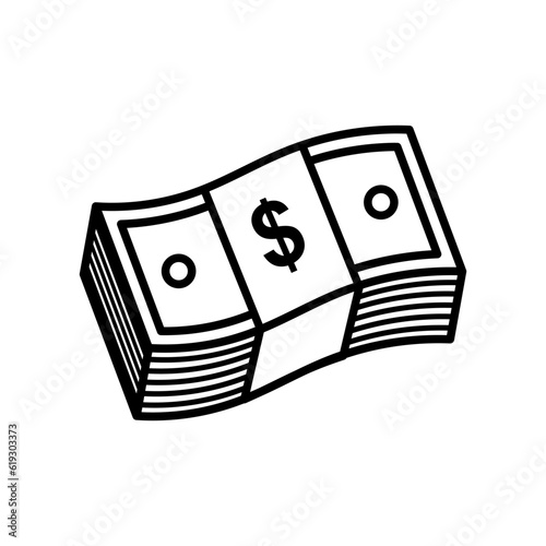 Stack of Money Outline Icon Vector Illustration