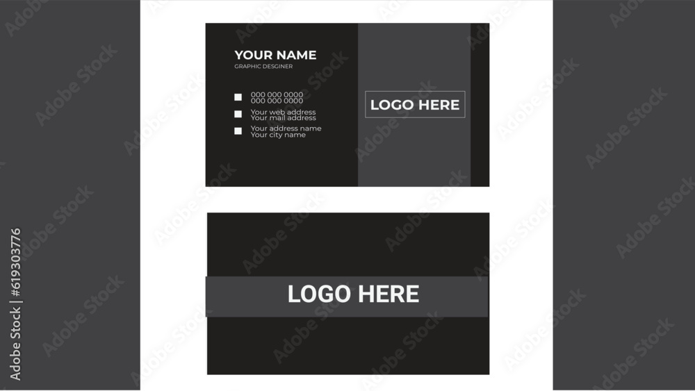 Set of modern business card print templates. Personal visiting card with company logo. Vector illustration. Stationery design.