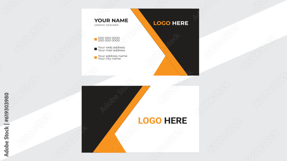 Double-sided creative business card vector design template. Business card for business and personal use. Vector illustration design. Horizontal layout, Print ready.