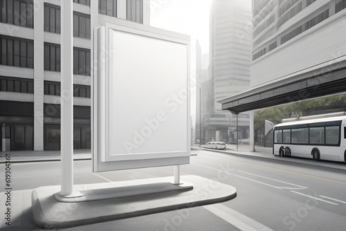 blank billboard with white space in the city made with Generative AI