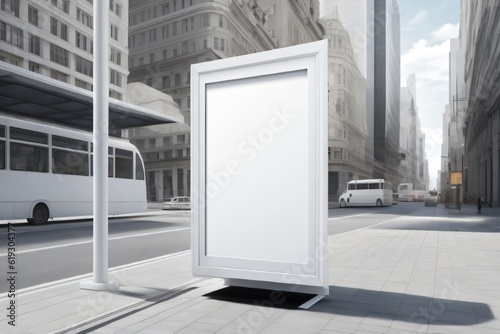 blank billboard with white space in the city made with Generative AI