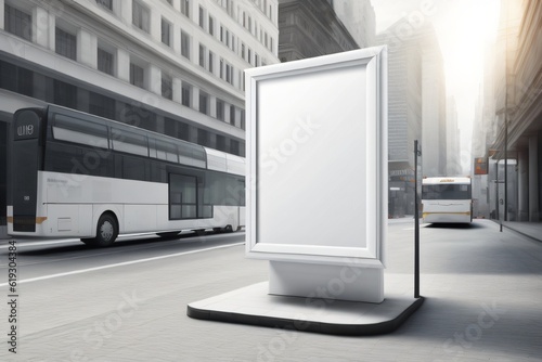 blank billboard with white space in the city made with Generative AI