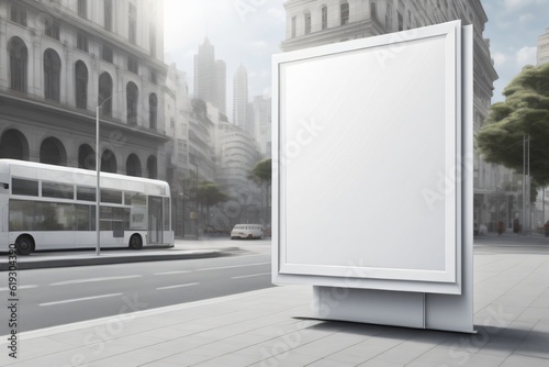 blank billboard with white space in the city made with Generative AI