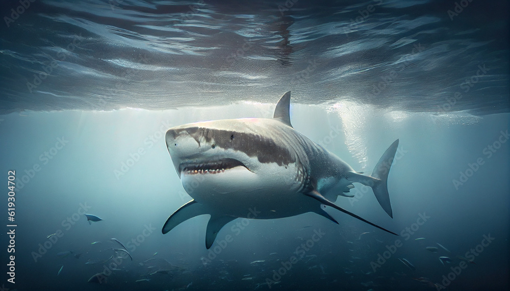White Shark underwater on ocean Ai generated image White Shark underwater on ocean Ai generated image