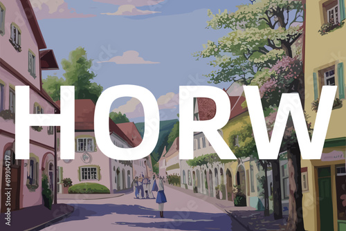 Horw: Beautiful painting of a Swiss town with the name Horw in Luzern photo