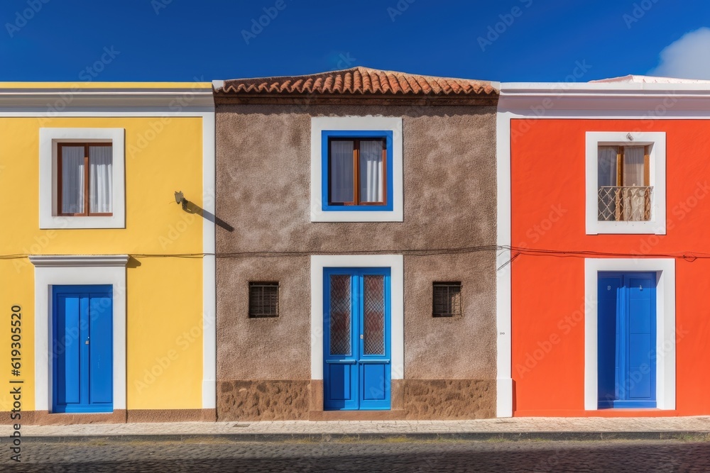 vibrant row of colorful houses on a street