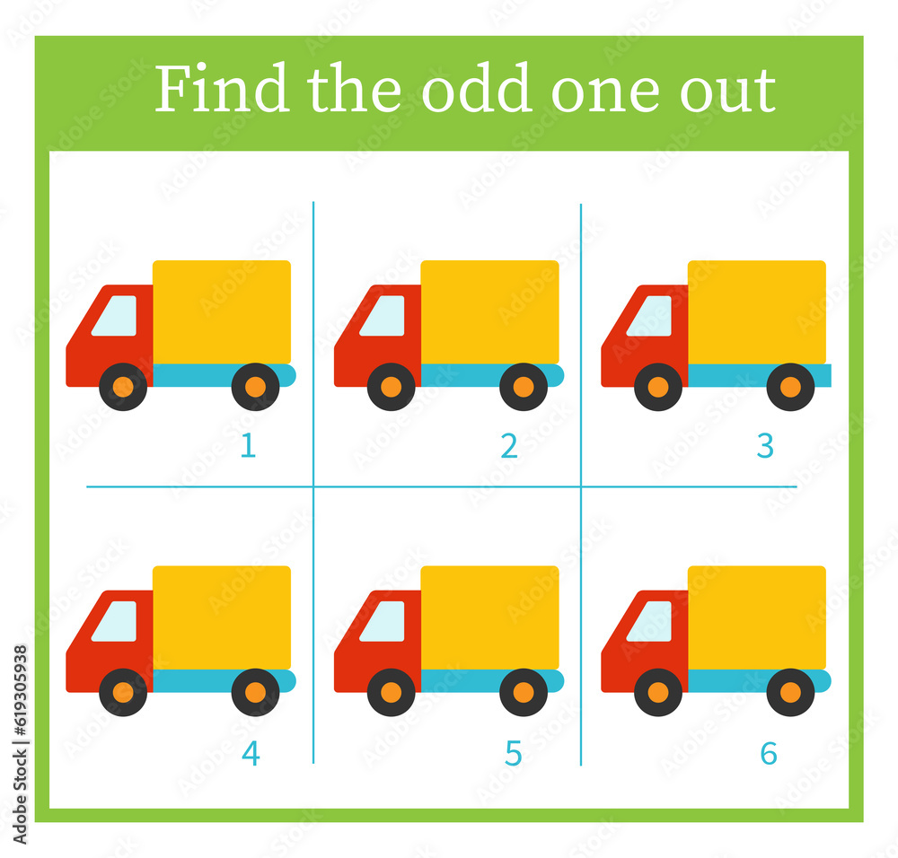 Find One Find the odd one out. Logic puzzle for children. Vector illustration of ...