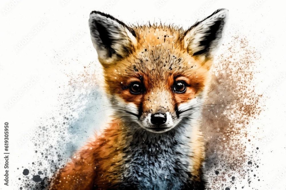 close up of a red fox on a white background. Generative AI