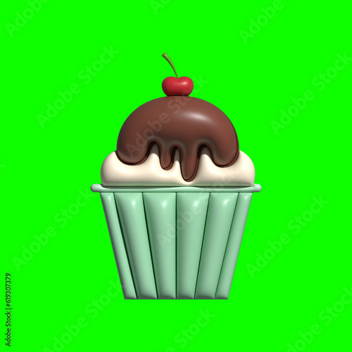 3D Ice Cream Graphic Assets with Greenscreen Background