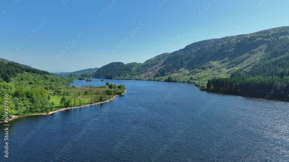 Aerial Flight over Loch Chon in Scotland Aerial Flight over Loch Chon in Scotland