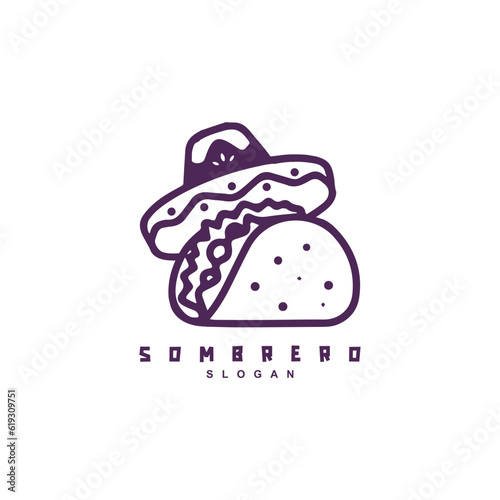 Simple linear sombrero tacos logo. Mexican tacos logo for your brand or business