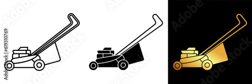 Lawnmower icon represents a powerful tool used for maintaining and grooming lawns.