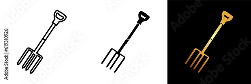 Garden Fork icon represents a versatile and essential tool used for loosening soil, digging, and cultivating in gardening and landscaping activities.