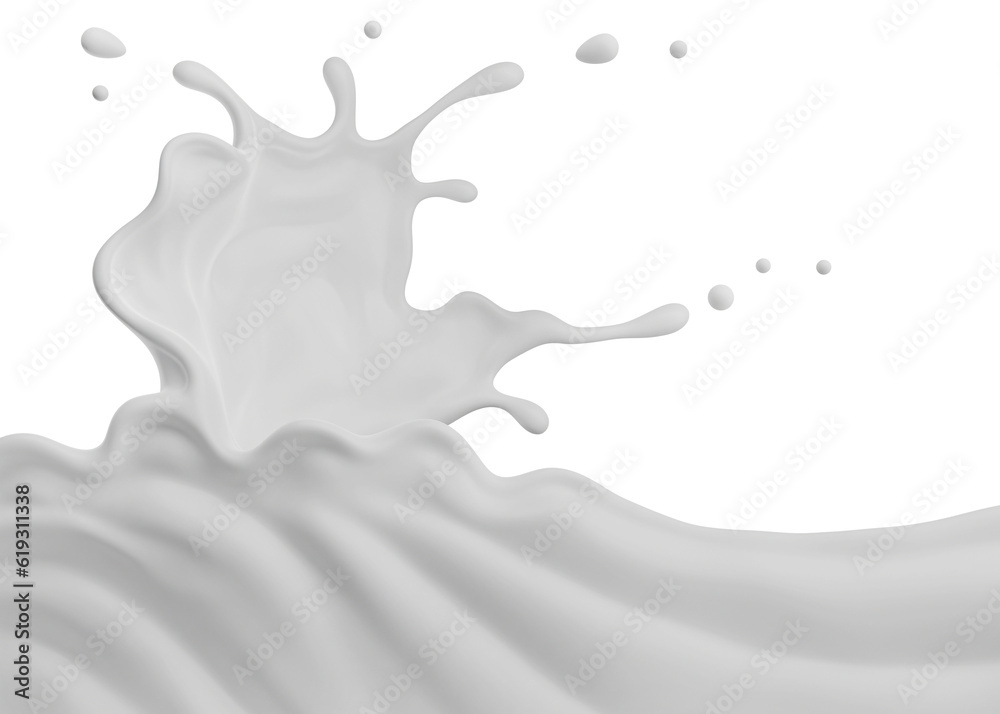 PNG Milk Splash, 3D Rendering, 3D illustration