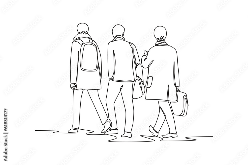 Continuous one line drawing concept of a crowd of happy people outdoors. Single line draw design vector graphic illustration. Continuous one line drawing concept of a crowd of happy people outdoors. Single line draw design vector graphic illustration.