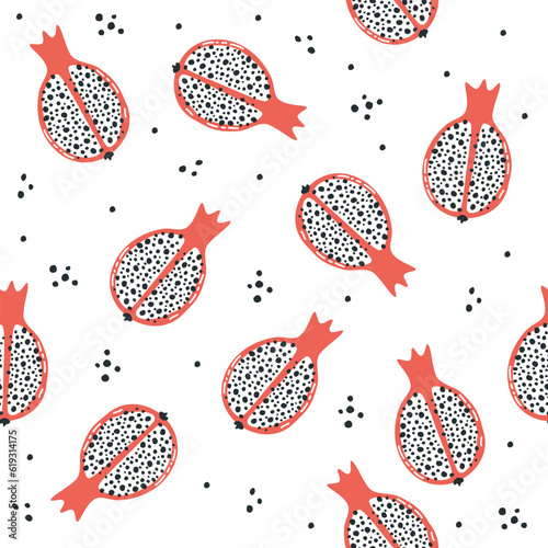 Seamless vector pattern. Juicy pitahaya or pitahaya in cut. Bright pattern for textiles and other products . Vector illustration