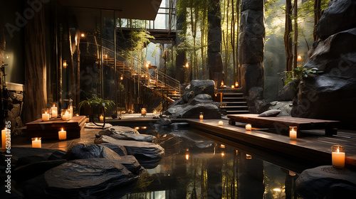 Bamboo and stones in a wellness spa