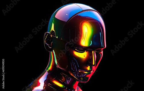 3d rendered illustration of a rainbow color shiny head.