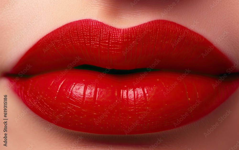 Obraz premium Lips with red lipstick. 