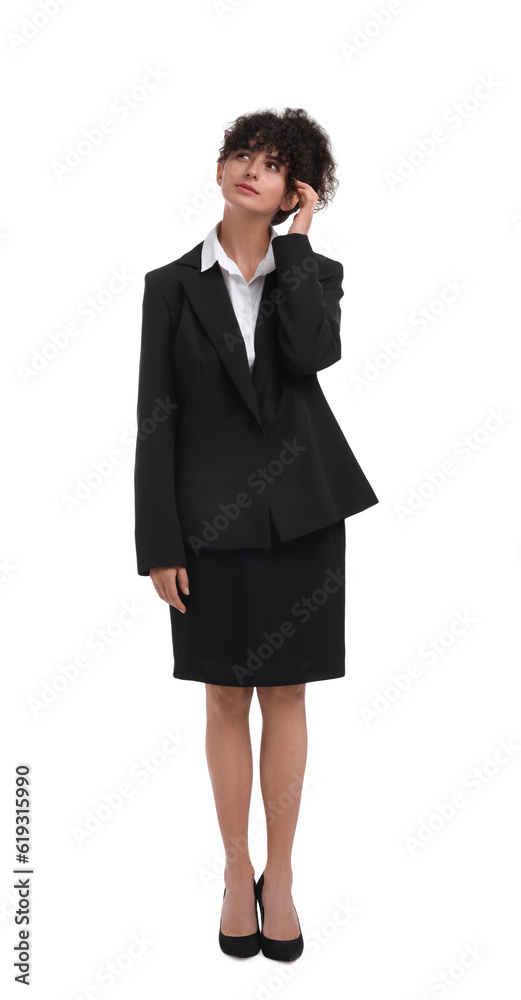 Beautiful young businesswoman in suit on white background Beautiful young businesswoman in suit on white background