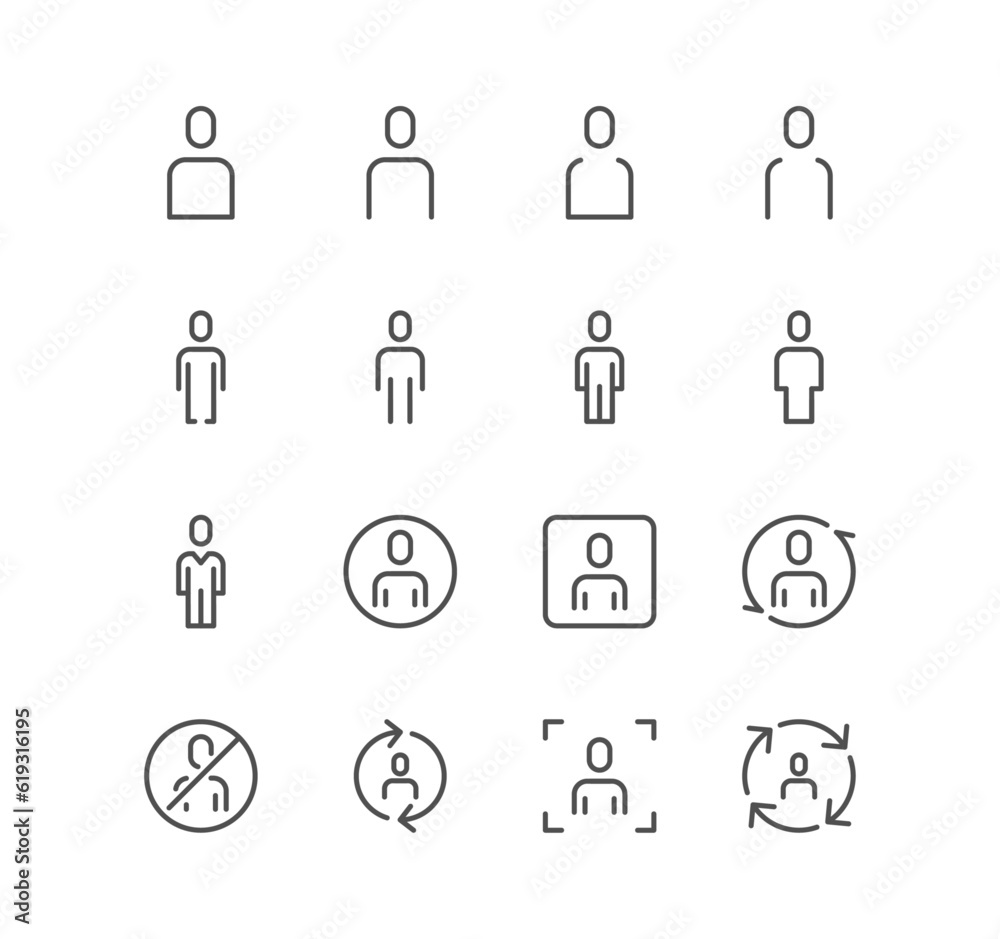 Set of people related icons, male, female, profile, personal, business people, group, leader, human and linear variety vectors. Set of people related icons, male, female, profile, personal, business people, group, leader, human and linear variety vectors.