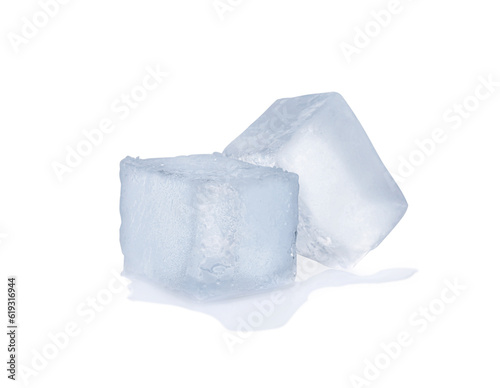 Crystal clear ice cubes isolated on white