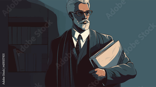 A knowledgeable and persuasive vector illustration of a lawyer