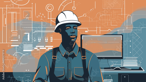 A skilled and innovative vector illustration of an engineer