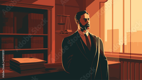 A knowledgeable and persuasive vector illustration of a lawyer