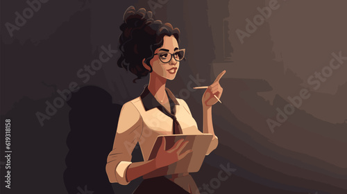 A knowledgeable and inspiring vector illustration of a teacher