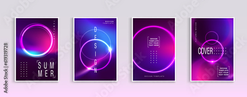 Abstract neon cover template. circle shape with neon splash. abstract background with liquid gradient. applicable for banner design, cover, invitation, party flyer. vector design.