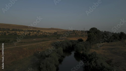 River from Above: Drone Flight over the Water