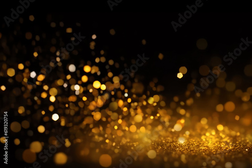 Shiny golden glitter particles that reflect light  Generative AI