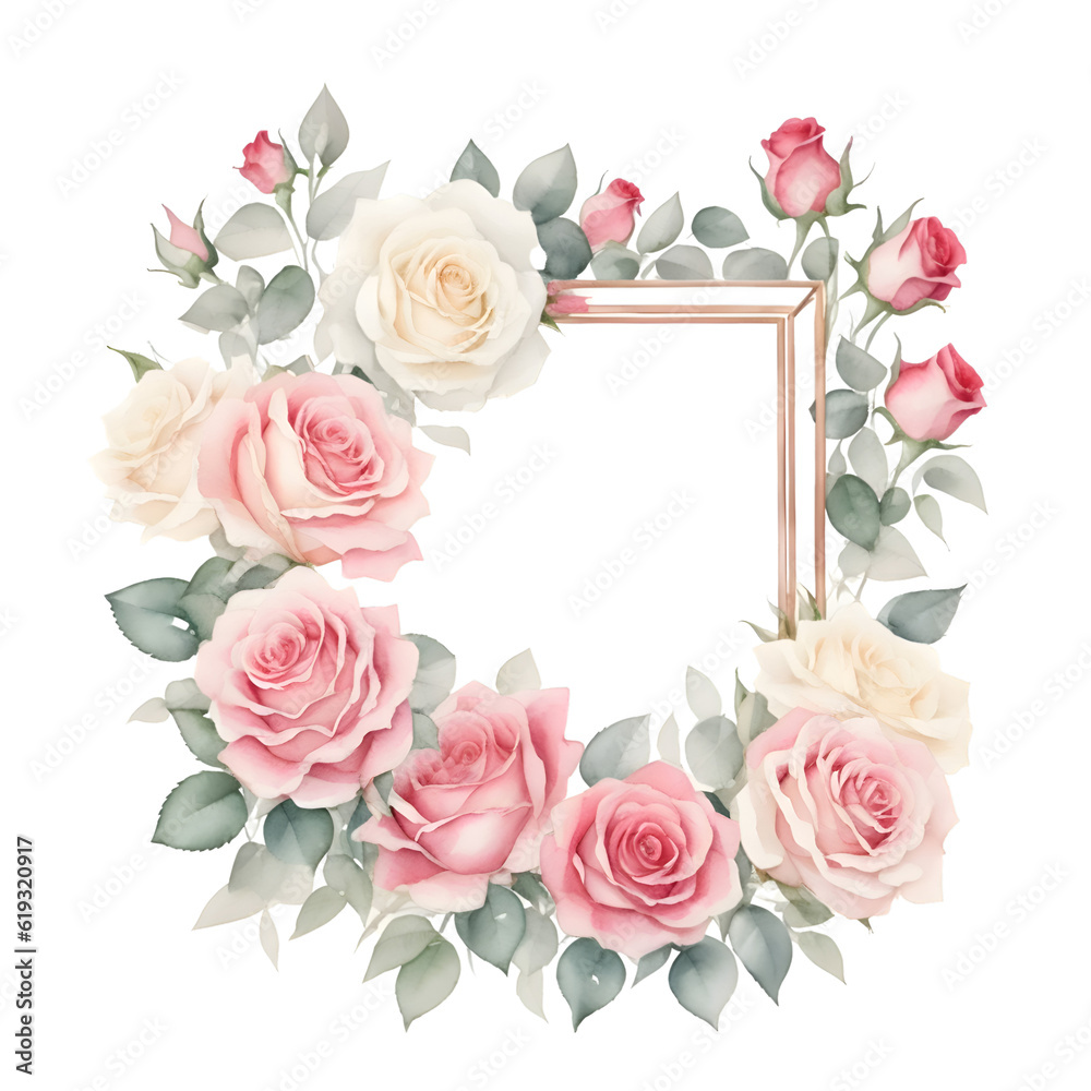 frame with roses