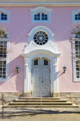 Entrance to the historic St. Nicolaikirche church in Gifhorn, Germany photo