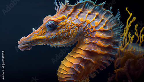 Colored seahorse Ai generated image