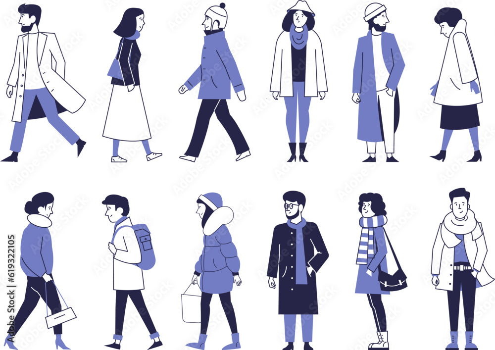 custom made wallpaper toronto digitalSet of people in winter and autumn clothes. Walking, standing men and women.