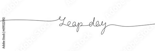 Leap day word - continuous one line with word. Minimalistic drawing of phrase illustration.