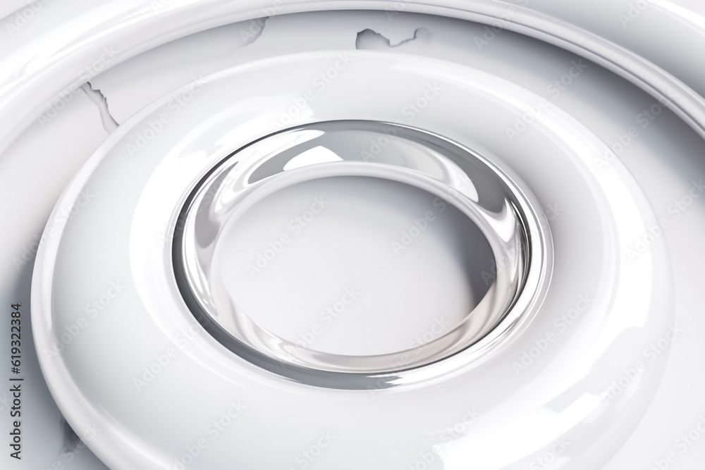 Silver circle with shadow isolated on smoke grey background. Shiny silver circle for any Shinning Luxury product package Graphic. Generative AI.