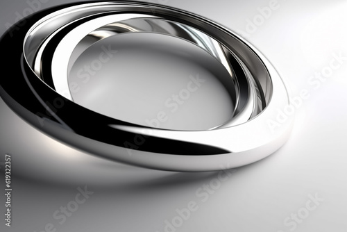 Silver circle with shadow isolated on smoke grey background. Shiny silver circle for any Shinning Luxury product package Graphic. Generative AI.