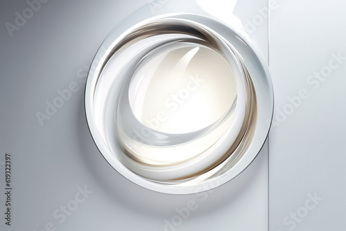 Silver circle with shadow isolated on smoke grey background. Shiny silver circle for any Shinning Luxury product package Graphic. Generative AI.