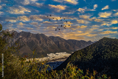 Montañas de Nuevo Leon, Mexico en atardecer