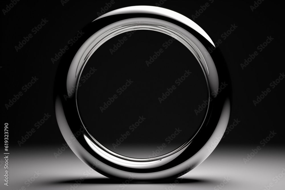 Silver circle with shadow isolated on Dark background. Shiny silver circle for any Shinning Luxury product package Graphic. Generative AI. Silver circle with shadow isolated on Dark background. Shiny silver circle for any Shinning Luxury product package Graphic. Generative AI.