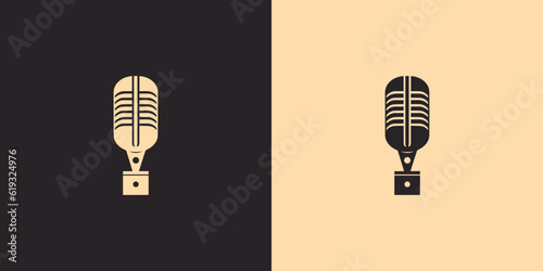 Logo of an old microphone, retro, vector, different versions, generative ai